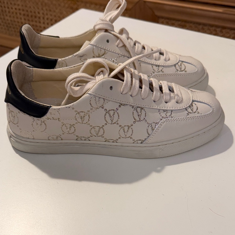 Valentino Cream and Black Sneakers